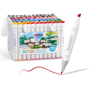 Alcohol Marker Pen Set, Fine & Chisel Dual-Tip Sketch Marker Set with Carrying Case for Drawing, Sketching, Anime, Manga (48) in Saudi Arabia
