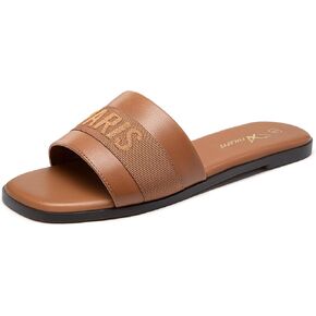 Athlefit Women's Slip On Flat Sandals Summer Embroidered Square Open Toe Slide Sandals in Saudi Arabia