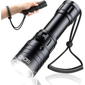 2000 Lumen Dive Light for Scuba Diving, 150 Meters Underwater Flashlight, Rechargeable Battery, White Light, Aluminum Alloy, Diving Flashlight with Push Switch in Kuwait