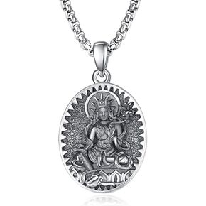 Samantabhadra Necklace Sterling Silver Bodhisattva Buddha Necklace for Men Talisman Amulet Protection Pendant Chinese Constellation Zodiac Necklace Jewelry in Kuwait