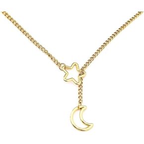 Star and Moon Chain Necklace for Women Men Punk Gothic Chunky O Ring Slip Chain Cuban Chokers Jewelry in Kuwait