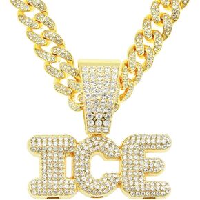 الرجال الهيب هوب حجر الراين رسالة الجليد قلادة قلادة روك مغني الراب المجوهرات، القوطية الشرير الصخرة مثلج الذهب الجليد رسالة الكوبية سلسلة الارتباط للرجال in Kuwait