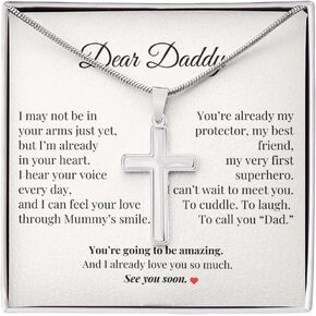 IPINK-To My Daddy Necklace from Baby Bump – Stainless Steel Chain for First Time Dad – Gift from Unborn Baby for Pregnancy Reveal, Baby Shower or Father’s Day – Sentimental Message Card Included in Kuwait