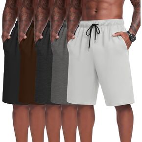 5 Pack Men's Big and Tall Sweat Shorts Drawstring Elastic Waist Casual Athletic Workout with Pockets in Kuwait