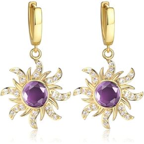 غزل الشمس القرط الأميرة مستوحاة الأقراط الأرجواني مع زركونيا مكعب Sundrop هوب أقراط تتدلى مجوهرات للنساء عيد ميلاد عيد الميلاد تأثيري هدية in Kuwait