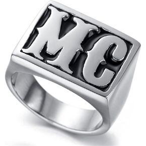 Motorcycle MC Titanium Steel Ring Biker Hip-Hop Punk Flat Signet Jewelry Band for Riders & Rappers Hip Hop Bikerring in Kuwait