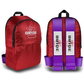 W-POWER JDM Bride Recaro Racing Laptop Travel Backpack Carbon Fiber Style with Adjustable Harness Straps (Red Bride - Purple Strap) in Kuwait
