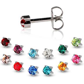 مجموعة أقراط كافلون المتنوعة - مطلية بالذهب عيار 24 قيراط / ترصيع من الفولاذ المقاوم للصدأ 3 مم / 4 مم / 5 مم | مجموعة هدايا مجوهرات شهر الميلاد الكاملة | أقراط مضادة للحساسية للأذنين الحساسة | حزمة من 12 in Kuwait