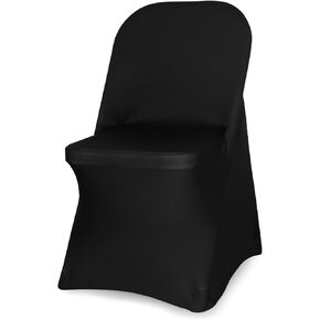 أغطية كراسي سوداء قابلة للتمدد من JQinHome 20 قطعة، أغطية كراسي سباندكس قابلة للغسل للحفلات وحفلات الزفاف والولائم وتناول الطعام وديكور الاحتفالات (أسود، 20 قطعة) in Kuwait