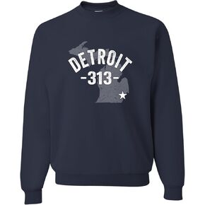 Go All Out Detroit Michigan 313 Area Code Mens Youth Sweatshirt Crewneck in Kuwait