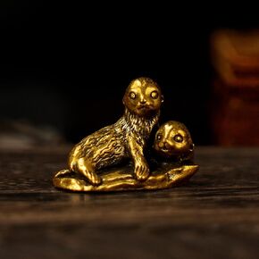 CHOVY 100% Solid Brass Long Tail Fox Sculpture | Handcrafted Collectible Figurine | Vintage Desk Decor for Home Office, Bookshelf & Cabinets | Animal Statue Art Gift in Kuwait