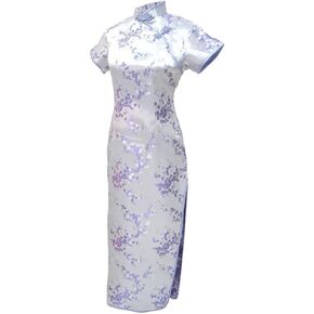 7Fairy Sexy Women's Lilac Floral Long Chinese Evening Dress Cheongsam in Kuwait