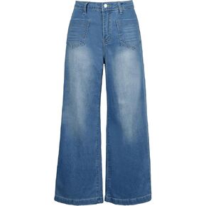 Women's Wide Leg Jeans High Waisted Stretchy Straight Leg Baggy Jeans Loose Fit Trendy Ankle Denim Pant in Kuwait