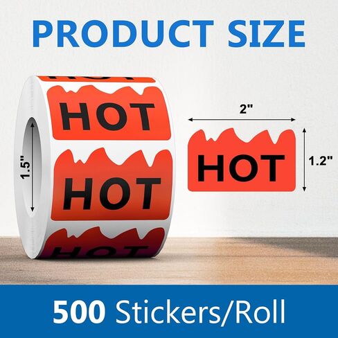 500 قطعة من ملصقات Rave Hot مقاس 2 × 1.2 بوصة لمطاعم الحفلات الهذيانية والأطعمة الحارة، ملصقات على شكل لهب أحمر فلوري من Risepekt تحدد العناصر الشائعة لمحلات السوبر ماركت والمتاجر in Kuwait