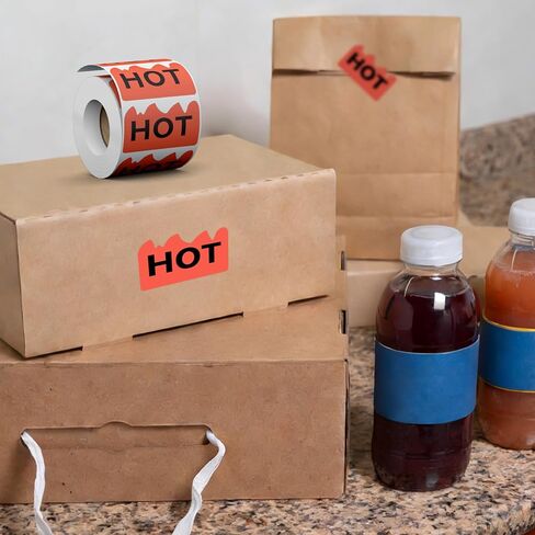 500 قطعة من ملصقات Rave Hot مقاس 2 × 1.2 بوصة لمطاعم الحفلات الهذيانية والأطعمة الحارة، ملصقات على شكل لهب أحمر فلوري من Risepekt تحدد العناصر الشائعة لمحلات السوبر ماركت والمتاجر in Kuwait