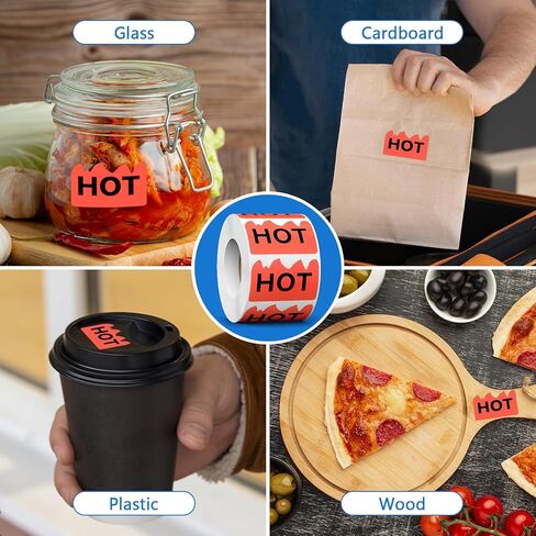 500 قطعة من ملصقات Rave Hot مقاس 2 × 1.2 بوصة لمطاعم الحفلات الهذيانية والأطعمة الحارة، ملصقات على شكل لهب أحمر فلوري من Risepekt تحدد العناصر الشائعة لمحلات السوبر ماركت والمتاجر in Kuwait