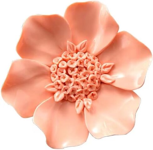 AMERRY Peony 2.76" Ceramic Flowers Wall Art Décor,3D Wall Hanging Decorative，Handmade 3D Wall Art Hanging Sculpture， Porcelain Flower Wall Décor for Home，Hallway，Living Room，Bedroom，Office (WHITE) in Kuwait