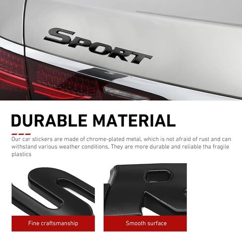 2PCS 3D Metal Car Sport Sticker, Metal Sport Edition Emblem Car Tailgate Decal Sticker, Personalise Sport Emblem Badge, Car 3D Logo Decoration Accessories, for Bumper Side Fender (Black) in Saudi Arabia