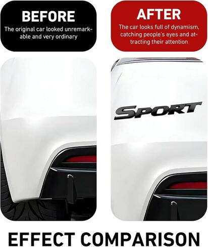 2PCS 3D Metal Car Sport Sticker, Metal Sport Edition Emblem Car Tailgate Decal Sticker, Personalise Sport Emblem Badge, Car 3D Logo Decoration Accessories, for Bumper Side Fender (Black) in Saudi Arabia