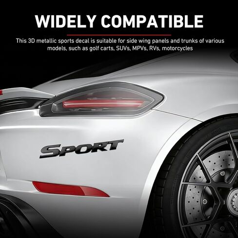 2PCS 3D Metal Car Sport Sticker, Metal Sport Edition Emblem Car Tailgate Decal Sticker, Personalise Sport Emblem Badge, Car 3D Logo Decoration Accessories, for Bumper Side Fender (Black) in Saudi Arabia