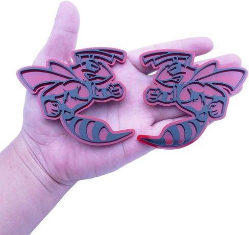 2Pc Hornet Badges Emblem Big BOY BEE 3D Fender Angry Agressive Badges Sticker Nameplate Replacement for Universal Car Body Motorcycle SUV Door Window Decoration (Redline) in Saudi Arabia