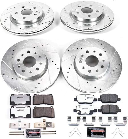 PowerStop Front and Rear Brake Kit For Chevrolet Camaro 2016-24 - Carbon Fiber Ceramic Brake Pads + Drilled & Slotted Rotors Upgrade, K7293-26 in Saudi Arabia