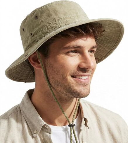 Zylioo XXL Boonie Hat for Big Heads, Wide Brim Sun Hat with Chin Strap in Kuwait