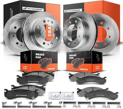 A-Premium Front and Rear Vented Disc Brake Rotors + Ceramic Pads Kit Compatible with Select Chevy, GMC and Hummer Models - Silverado 1500 HD 2500 HD, Suburban 2500, Sierra 1500 HD, Sierra 2500 HD, H2 in Saudi Arabia