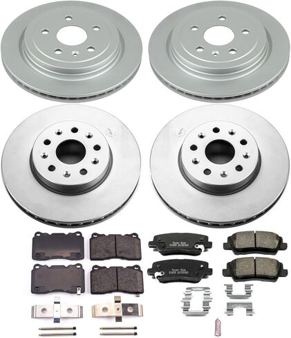 Power Stop CRK7000 Coated Brake Rotor and Ceramic Brake Pads- Front & Rear For Cadillac CTS 2014-2018 [Model Specific] in Saudi Arabia