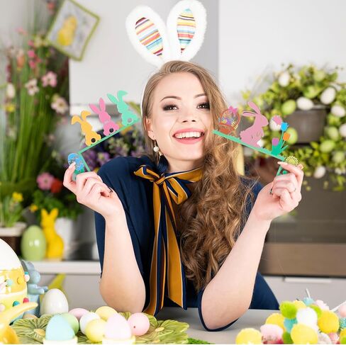 Wesiti 2 Pcs Easter Door Topper Bunny Carrot Egg Door Frame Corner Decoration Spring Sign Rabbit Wooden Decor Easter Props Gifts Cabinet Knob Covers for Wall Window Decor in Saudi Arabia