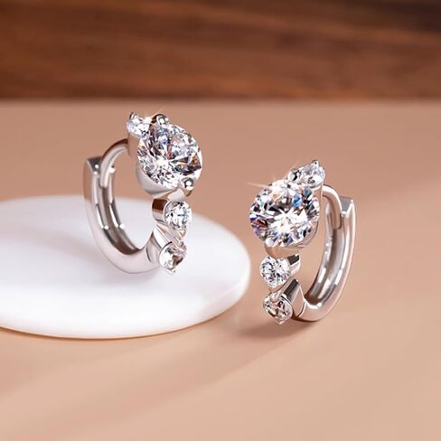 Dainty Cubic Zirconia Stud Earrings Silver Color Trendy Jewelry for Women in Saudi Arabia