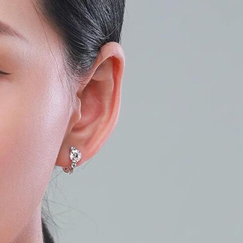 Dainty Cubic Zirconia Stud Earrings Silver Color Trendy Jewelry for Women in Saudi Arabia