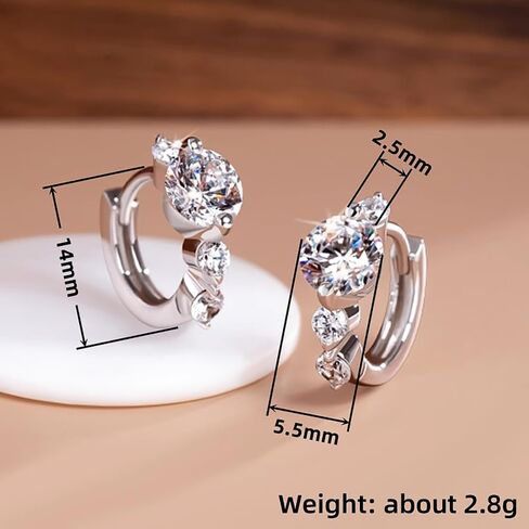 Dainty Cubic Zirconia Stud Earrings Silver Color Trendy Jewelry for Women in Saudi Arabia
