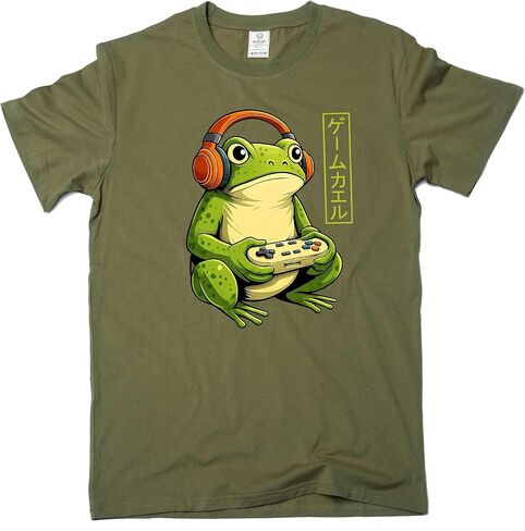 تي شيرت رجالي مضحك Gamer Frog على الطراز الياباني لعبة الضفدع مع جهاز تحكم لألعاب الفيديو in Kuwait