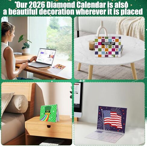 مجموعة أدوات تقويم فنية ماسية لعام 2026 - تقويم رسم ماسي 5D DIY، تقويمات جدارية قابلة للطي لمدة 12 شهرًا مع قائمة المهام، تقاويم عيد الميلاد الإبداعية لديكور المنزل والمكتب (مجموعة واحدة) in Saudi Arabia