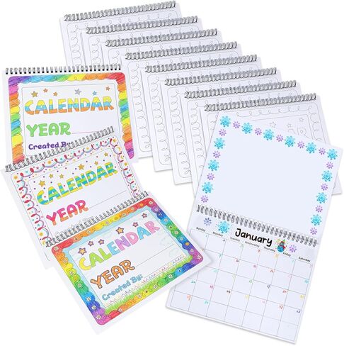24 مجموعة من تقاويم الحائط الملونة لعام 2026، مقاس 10 × 8 بوصات، قم بتلوين التقويم الفارغ الخاص بك، نشاط ممتع، تقويم تلوين غير مؤرخ لمدة 12 شهرًا للتعلم التفاعلي في المنزل والفصل الدراسي in Kuwait