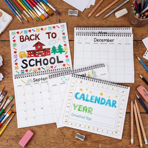 24 مجموعة من تقاويم الحائط الملونة لعام 2026، مقاس 10 × 8 بوصات، قم بتلوين التقويم الفارغ الخاص بك، نشاط ممتع، تقويم تلوين غير مؤرخ لمدة 12 شهرًا للتعلم التفاعلي في المنزل والفصل الدراسي in Kuwait