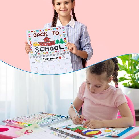 24 مجموعة من تقاويم الحائط الملونة لعام 2026، مقاس 10 × 8 بوصات، قم بتلوين التقويم الفارغ الخاص بك، نشاط ممتع، تقويم تلوين غير مؤرخ لمدة 12 شهرًا للتعلم التفاعلي في المنزل والفصل الدراسي in Kuwait