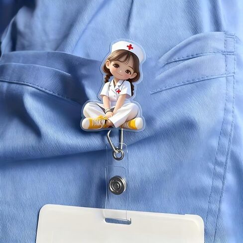 بكرة شارة أكريليك قابلة للسحب مع مشبك التمساح - قطة سوداء غاضبة تحمل كلا. Coffee Cup Badge Holder, Cute Cartoon Nurse ID Clip for Medical Workers/Office Staff/XPJ-01 in Kuwait