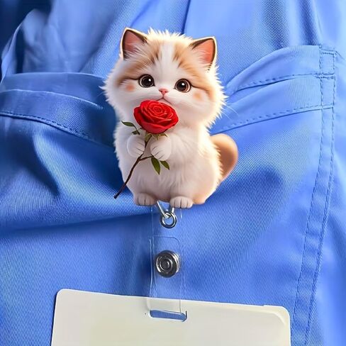 بكرة شارة أكريليك قابلة للسحب مع مشبك التمساح - قطة سوداء غاضبة تحمل كلا. Coffee Cup Badge Holder, Cute Cartoon Nurse ID Clip for Medical Workers/Office Staff/XPJ-01 in Kuwait