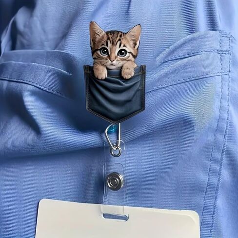 بكرة شارة أكريليك قابلة للسحب مع مشبك التمساح - قطة سوداء غاضبة تحمل كلا. Coffee Cup Badge Holder, Cute Cartoon Nurse ID Clip for Medical Workers/Office Staff/XPJ-01 in Kuwait