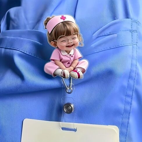 بكرة شارة أكريليك قابلة للسحب مع مشبك التمساح - قطة سوداء غاضبة تحمل كلا. Coffee Cup Badge Holder, Cute Cartoon Nurse ID Clip for Medical Workers/Office Staff/XPJ-01 in Kuwait