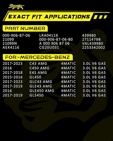 Oktiger Upgraded Alternator for Mercedes-benz Gls450 2017-2019, C43 Amg Glc43 Amg 2017-2023, E43 Amg 2017-2018 Gl450 Gle43 Amg Gle450 Amg, 3.0L V6 12V 200A CW 6-Groove Pulley OE 000-906-87-06 in Kuwait