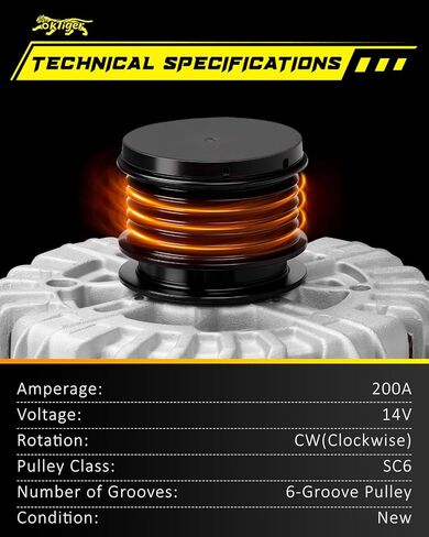 Oktiger Upgraded Alternator for Mercedes-benz Gls450 2017-2019, C43 Amg Glc43 Amg 2017-2023, E43 Amg 2017-2018 Gl450 Gle43 Amg Gle450 Amg, 3.0L V6 12V 200A CW 6-Groove Pulley OE 000-906-87-06 in Kuwait