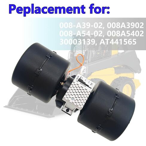 12V 3 Speed Double Wheel Blower Motor Assembly 008-A39-02 AT441565 30003139 Compatible with John Deere Skid Steer Loader 312 314 316 317 318 319 320 323 324 325 326 328 329 330 331 332 333 Series in Saudi Arabia