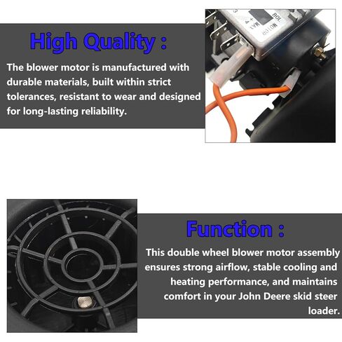 12V 3 Speed Double Wheel Blower Motor Assembly 008-A39-02 AT441565 30003139 Compatible with John Deere Skid Steer Loader 312 314 316 317 318 319 320 323 324 325 326 328 329 330 331 332 333 Series in Saudi Arabia