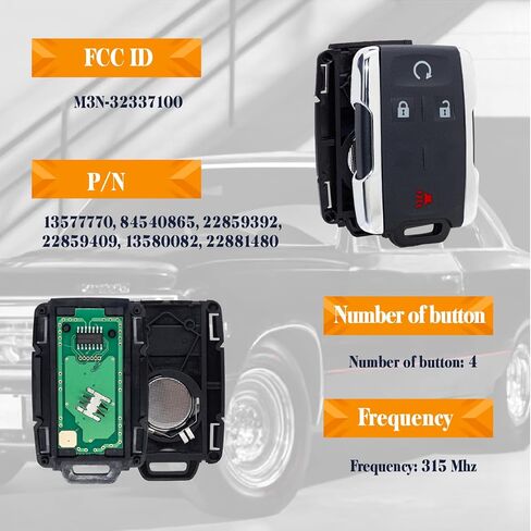 2 Pack Keyless Entry Key Fob Replacement Compatible with 2014-2020 Chevy Silverado GMC Sierra 1500 2500 3500 HD Colorado GMC Canyon Car Remote Control with FCC M3N-32337100 in Kuwait
