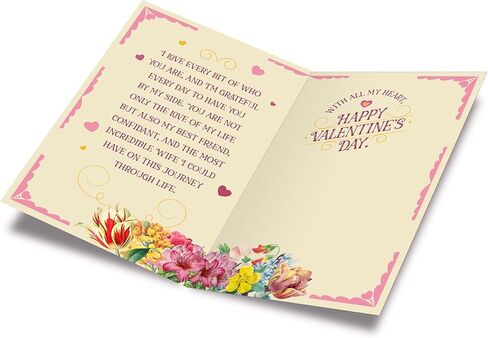 Prime Greetings Wife Valentine's Day Card, Made in America, Eco-Friendly, Thick Card Stock with Premium Envelope 5in x 7.75in, Packaged in Presentation Mailer in Saudi Arabia