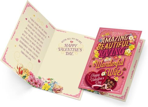 Prime Greetings Wife Valentine's Day Card, Made in America, Eco-Friendly, Thick Card Stock with Premium Envelope 5in x 7.75in, Packaged in Presentation Mailer in Saudi Arabia