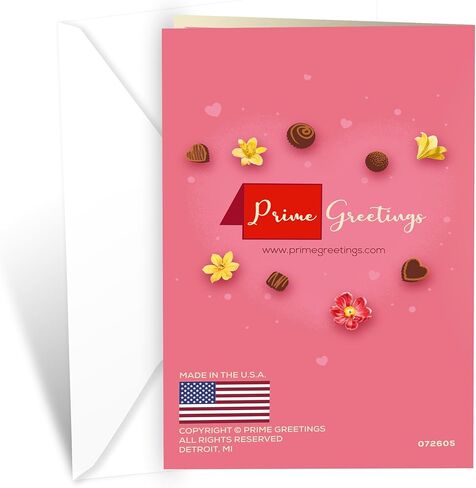 Prime Greetings Wife Valentine's Day Card, Made in America, Eco-Friendly, Thick Card Stock with Premium Envelope 5in x 7.75in, Packaged in Presentation Mailer in Saudi Arabia